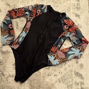 ⚡️Tropical Zipper Long Sleeve One Piece Swimsuit